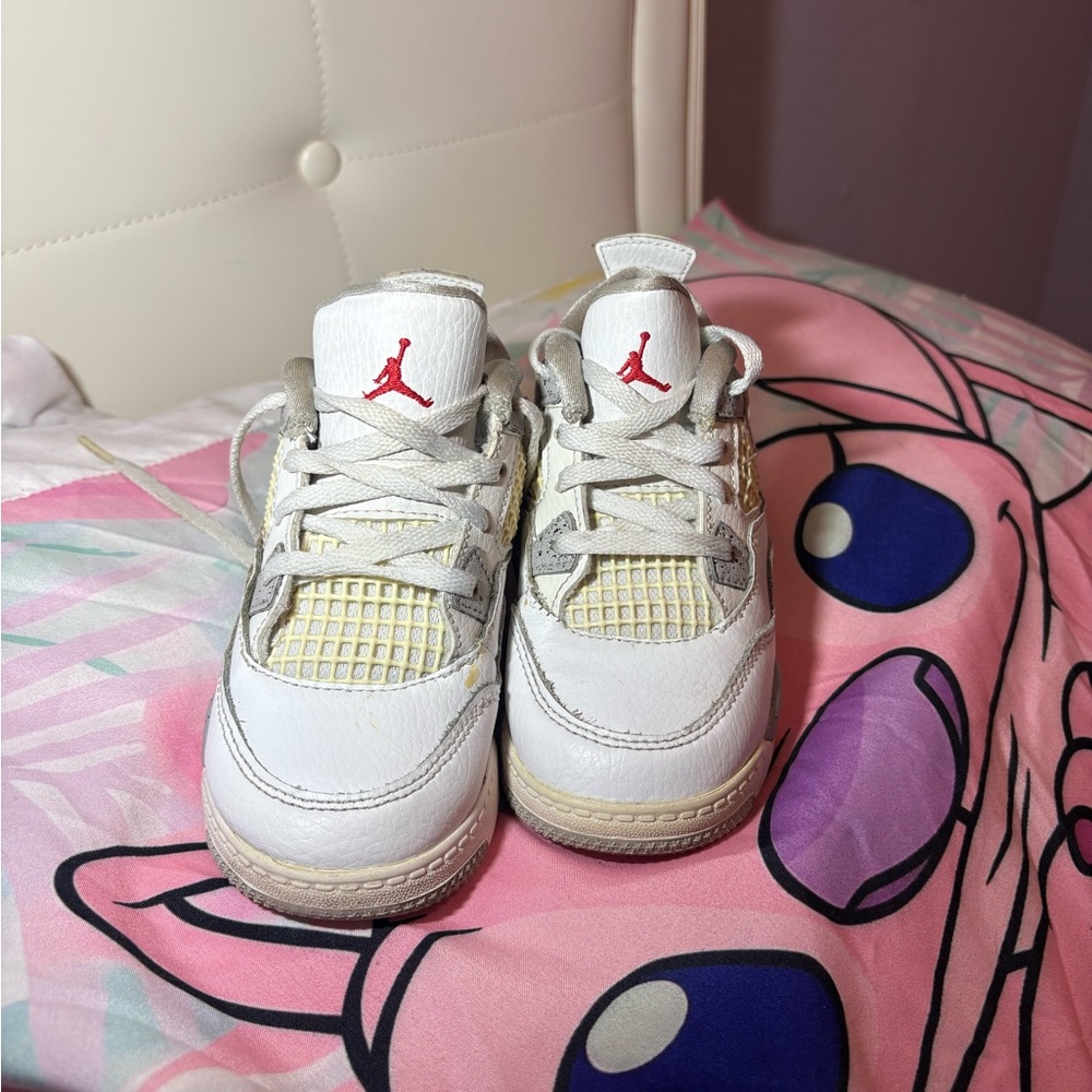 Jordan Kids White and Red Retro High-Top Sneakers